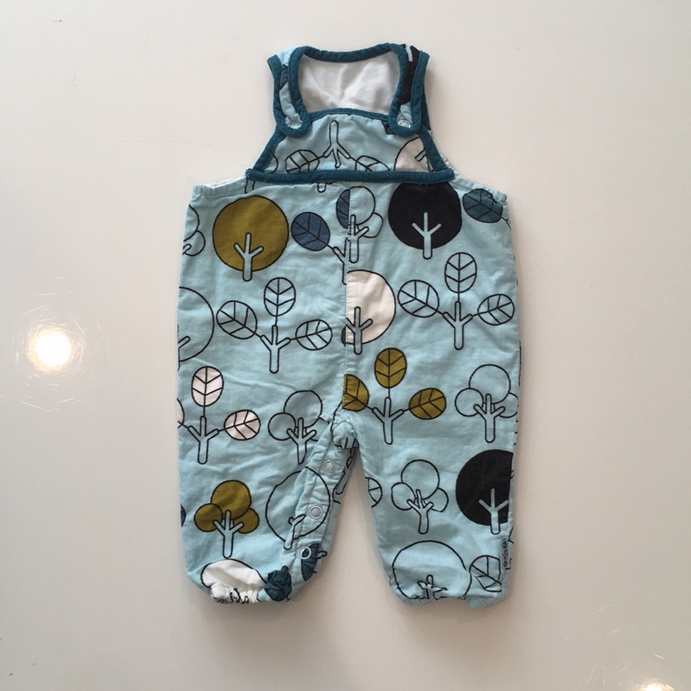 Printed corduroy overalls